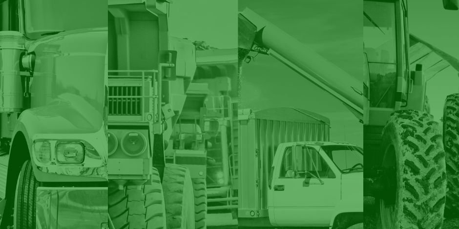 Camiones de carga, maquinaria de construcción, equipo agrícola y transporte industrial, representando la diversidad de sectores que dependen de un suministro eficiente de combustible.